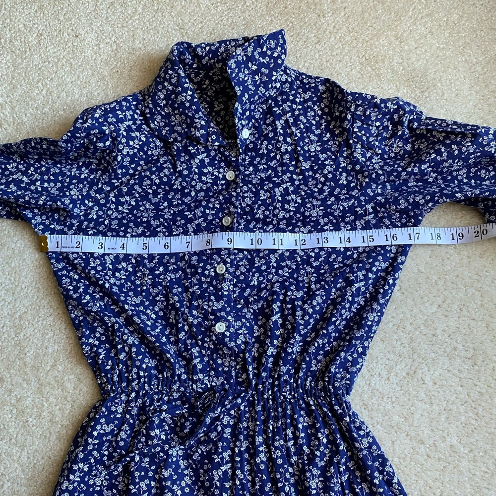 Vintage prairie cottage core dress floral blue white flowers size small … - Picture 5 of 10
